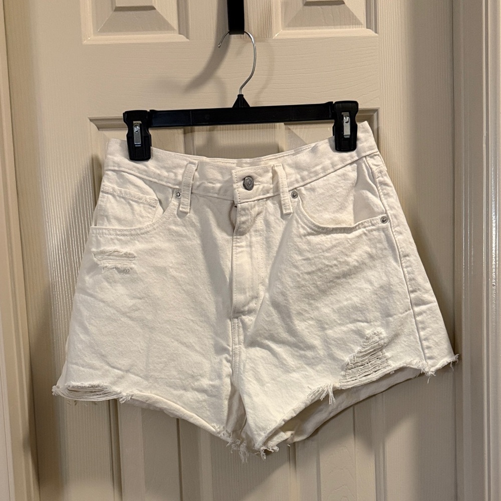 Levi's, Worn Once, White Distressed Jean Shorts